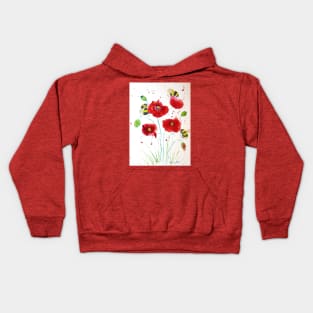 Bumble bees and Poppies Kids Hoodie